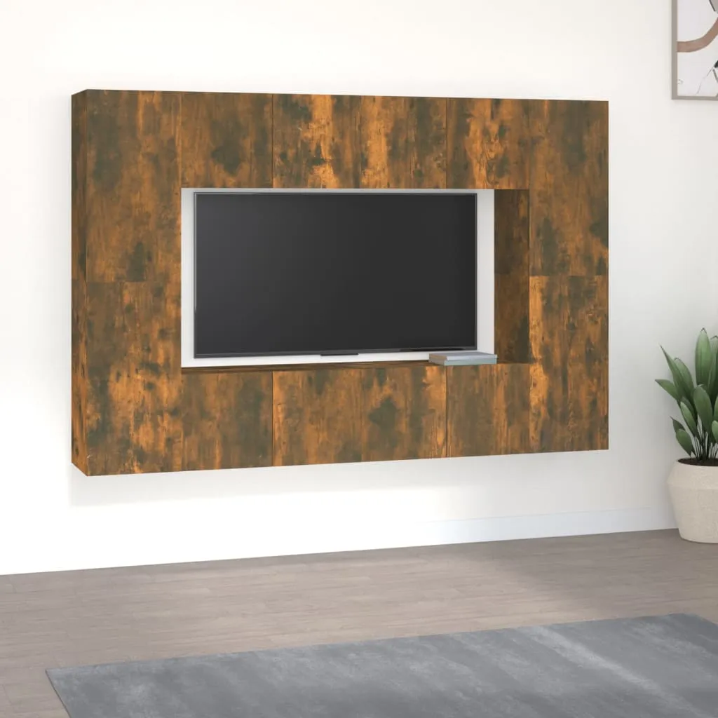 vidaXL Set Mobili Porta TV 8 pz Rovere Fumo in Legno Multistrato