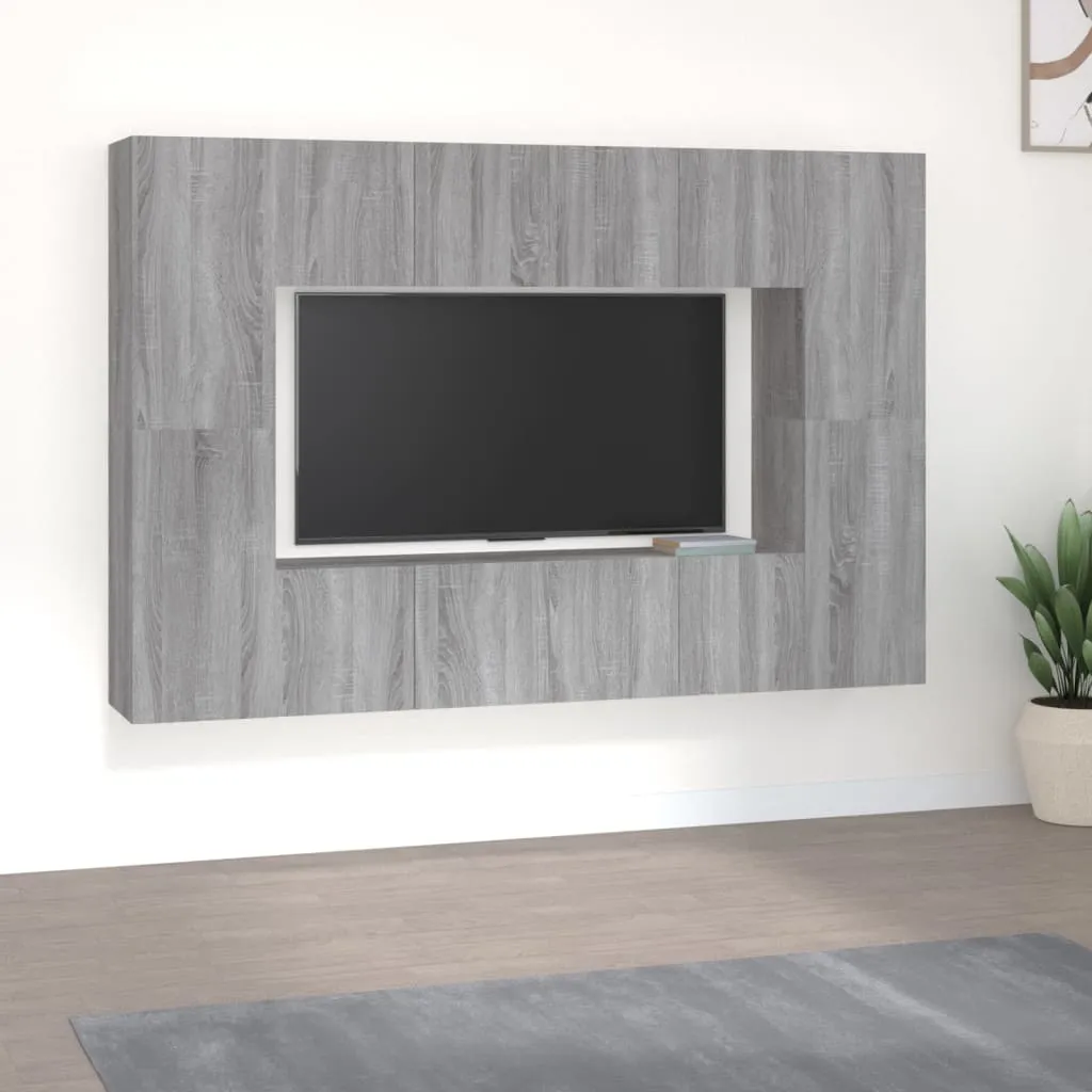 vidaXL Set Mobili Porta TV 8pz Grigio Sonoma in Legno Multistrato