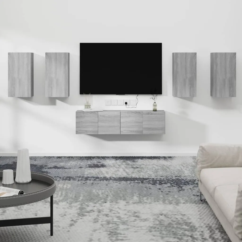 vidaXL Set di Mobili Porta TV 6 pz Grigio Sonoma in Legno Multistrato