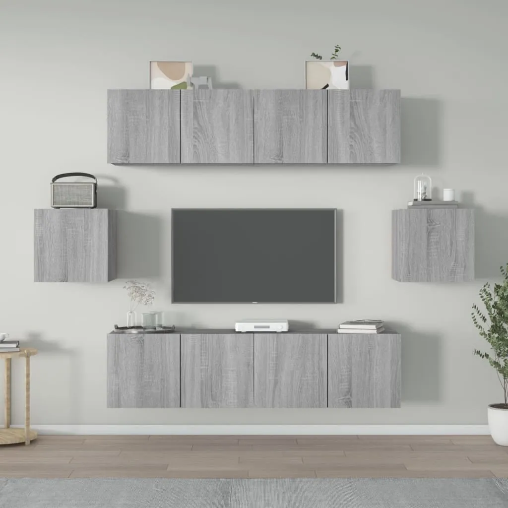 vidaXL Set di Mobili Porta TV 6 pz Grigio Sonoma in Legno Multistrato