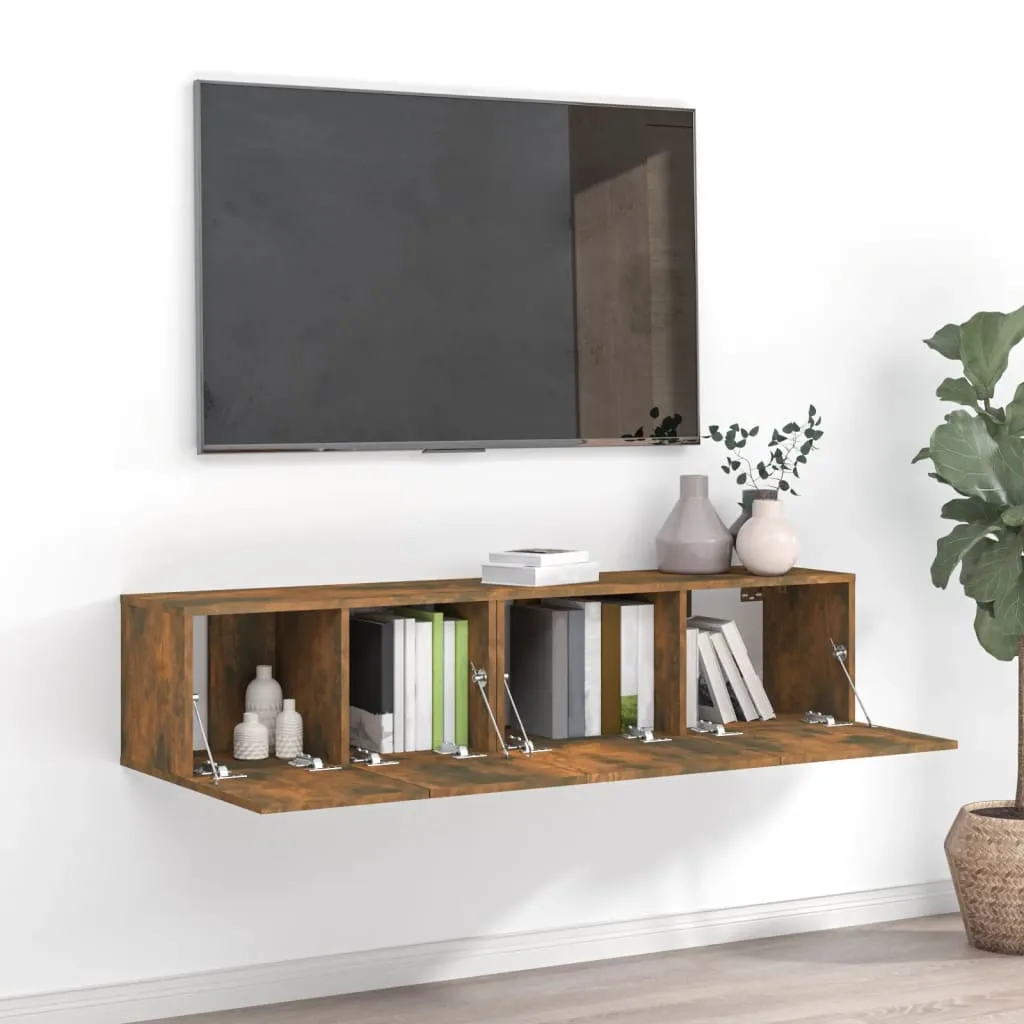 vidaXL Set Mobili Porta TV 2 pz Rovere Fumo in Legno Multistrato