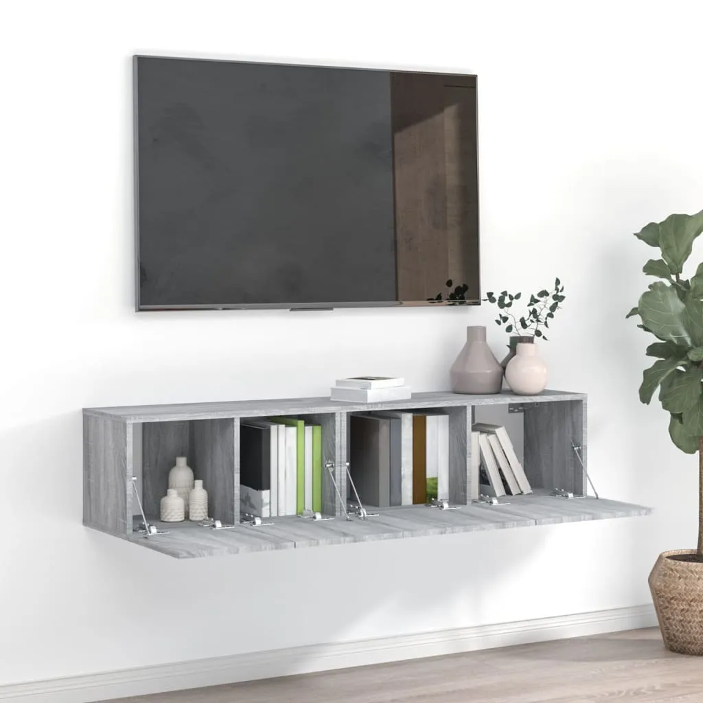 vidaXL Set Mobili Porta TV 2 pz Grigio Sonoma in Legno Multistrato