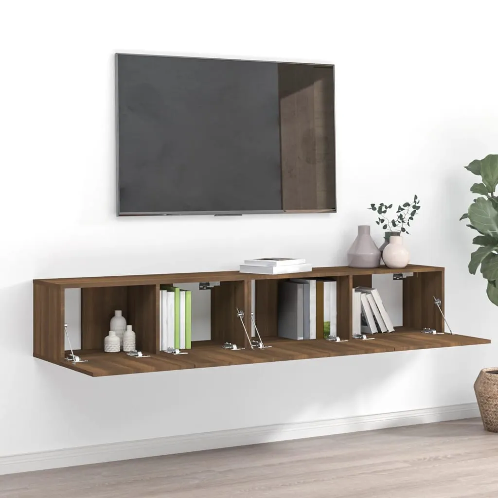 vidaXL Set Mobili Porta TV 2 pz Rovere Marrone in Legno Multistrato