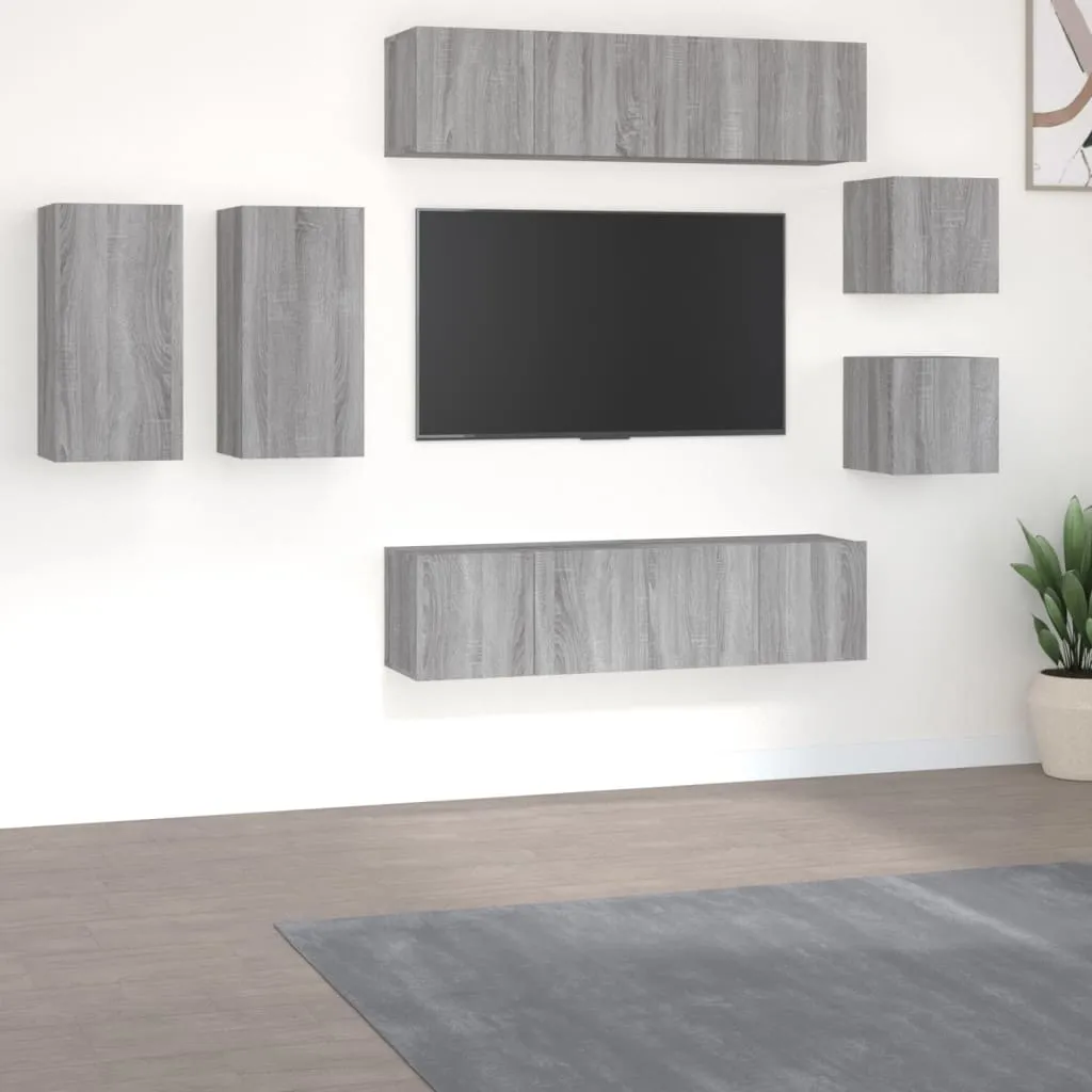 vidaXL Set Mobili Porta TV 8pz Grigio Sonoma in Legno Multistrato