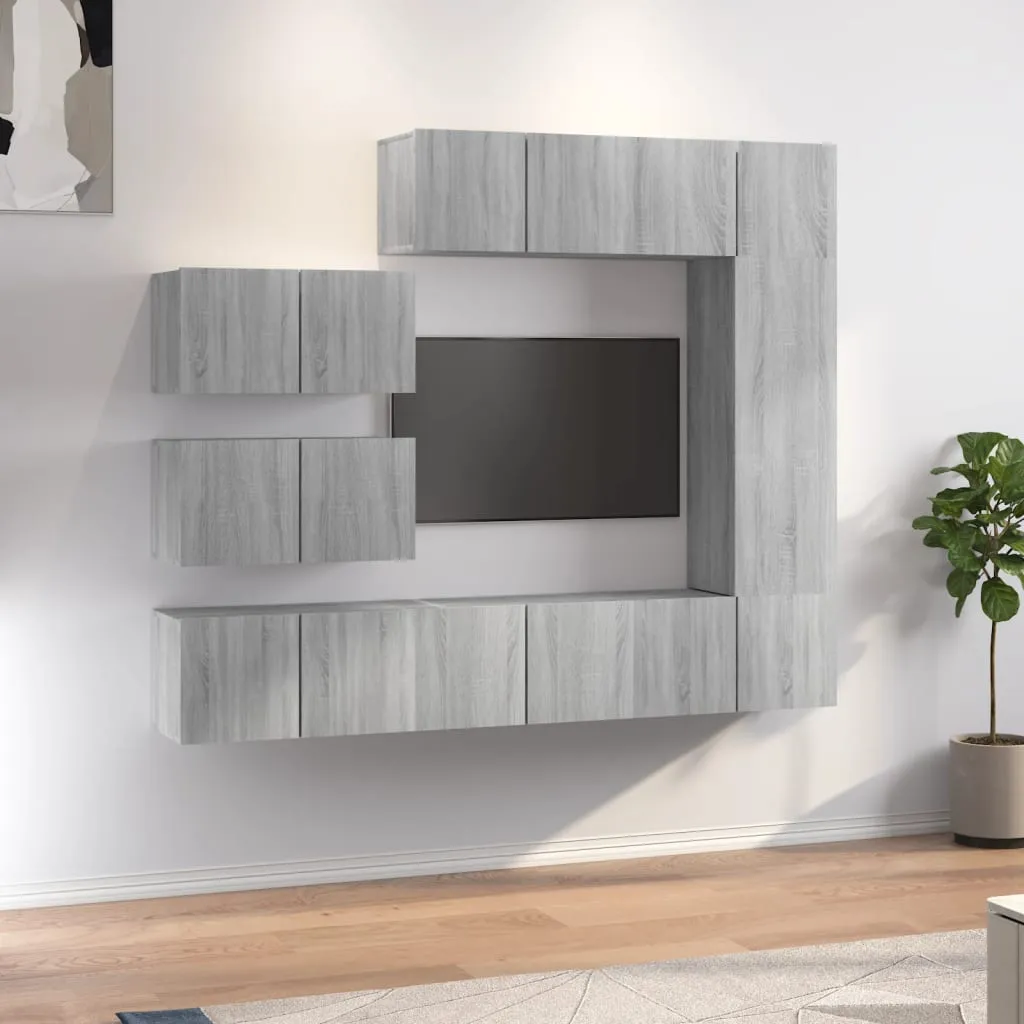 vidaXL Set Mobili Porta TV 8pz Grigio Sonoma in Legno Multistrato