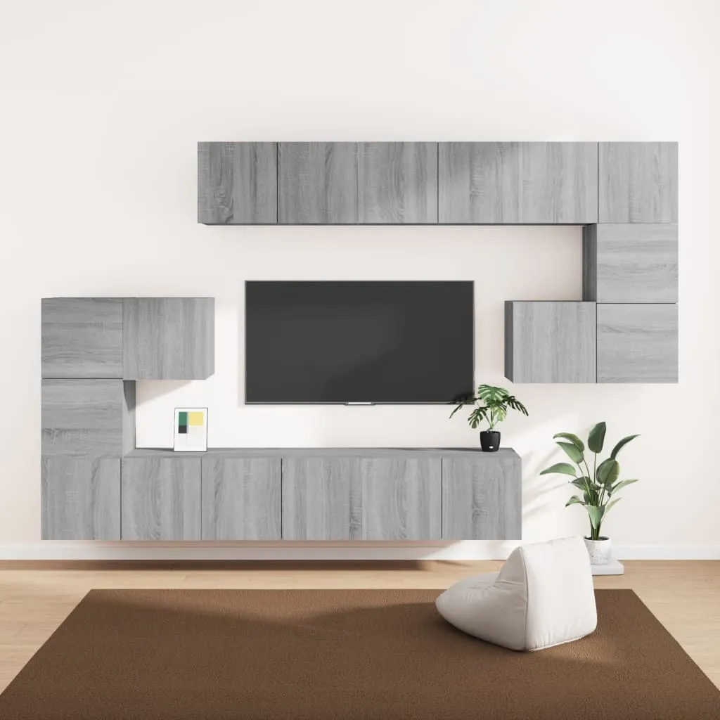 vidaXL Set Mobili Porta TV 10 pz Grigio Sonoma in Legno Multistrato