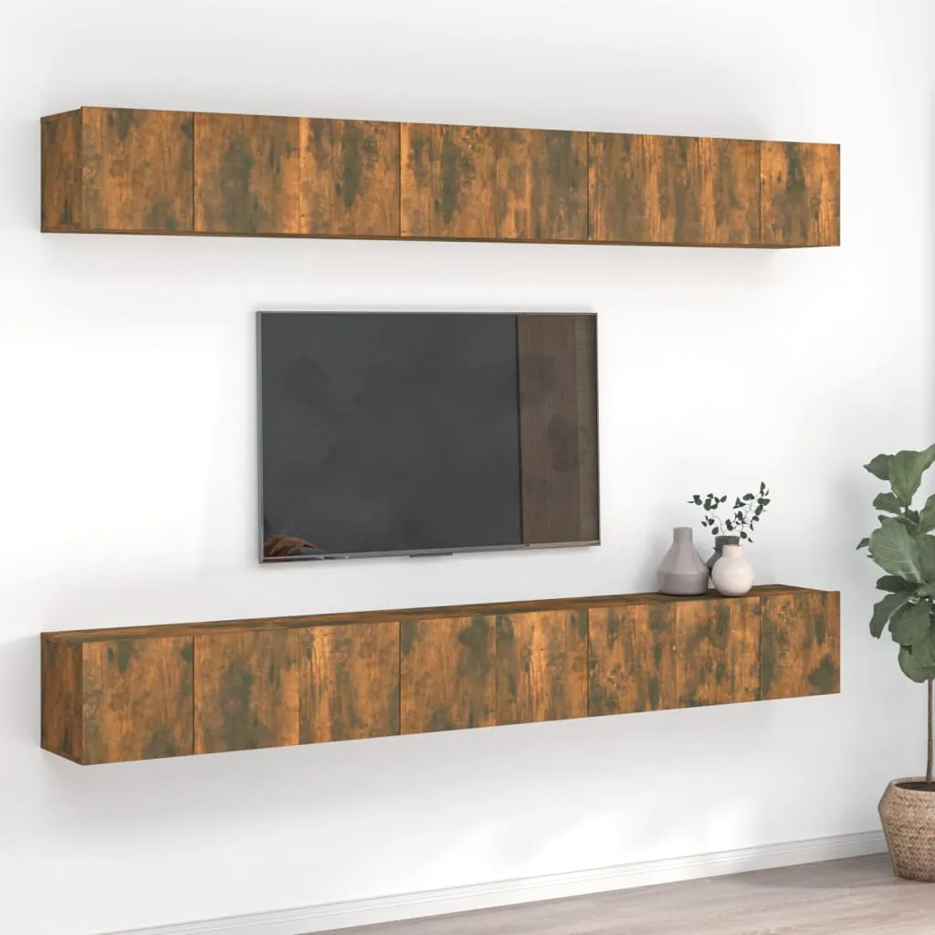 vidaXL Mobili TV 8 pz Rovere Fumo 60x30x30 cm in Legno Ingegnerizzato