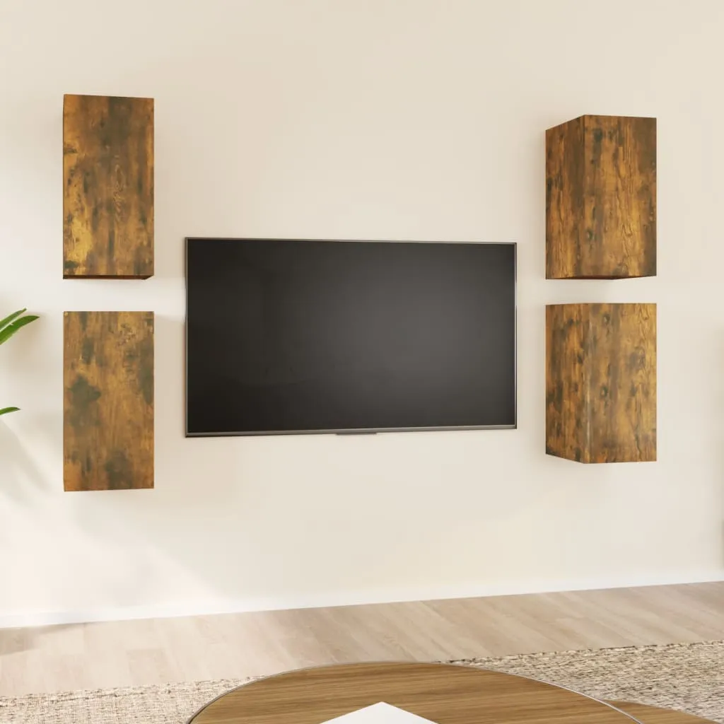 vidaXL Mobili TV 4 pz Rovere Fumo 30,5x30x60 cm in Legno Multistrato