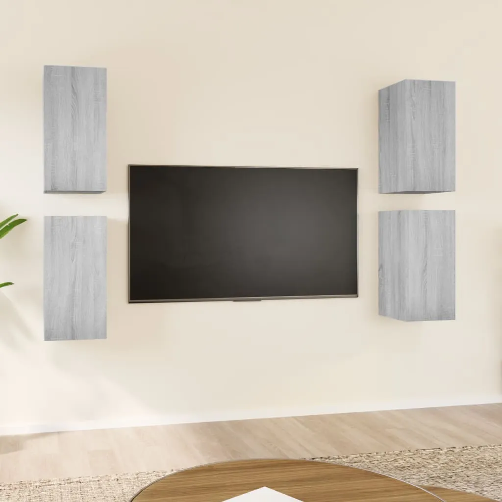 vidaXL Mobili TV 4 pz Grigio Sonoma 30,5x30x60 cm in Legno Multistrato