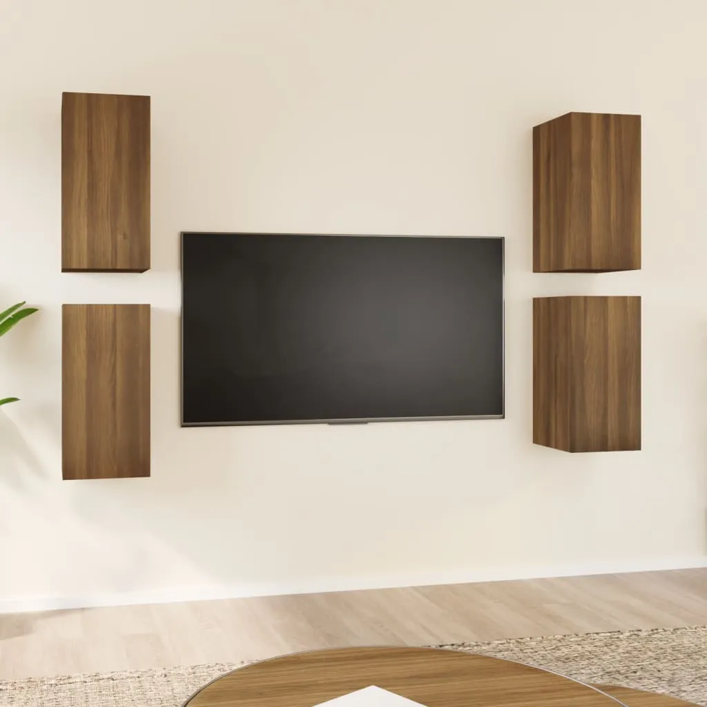 vidaXL Mobili TV 4 pz Rovere Marrone 30,5x30x60 cm Legno Multistrato