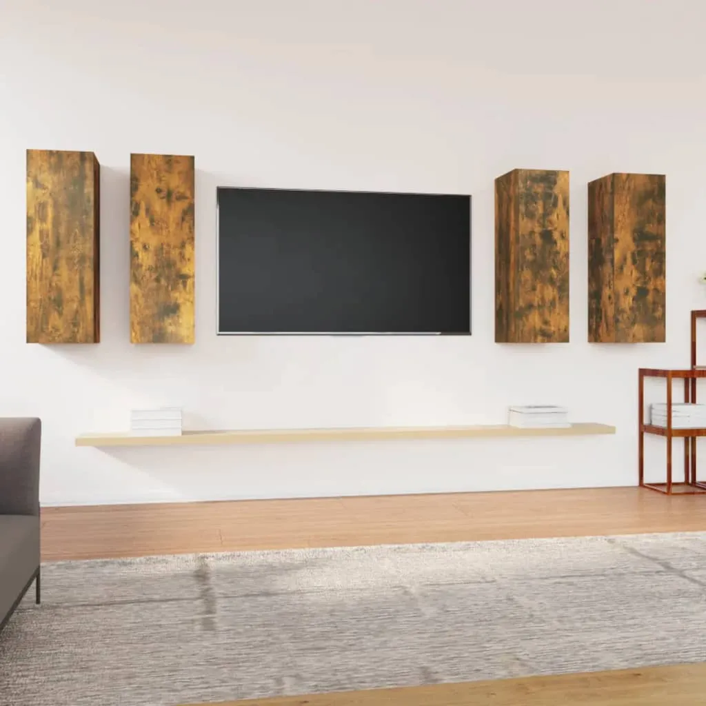 vidaXL Mobili TV 4 pz Rovere Fumo 30,5x30x90 cm in Legno Multistrato