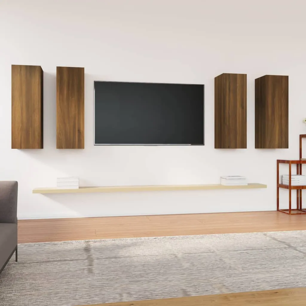 vidaXL Mobili TV 4 pz Rovere Marrone 30,5x30x90 cm Legno Multistrato