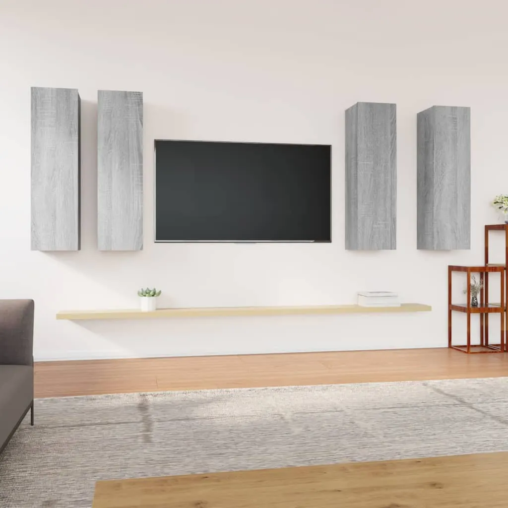 vidaXL Mobili TV 4 pz Grigio Sonoma 30,5x30x110cm in Legno Multistrato