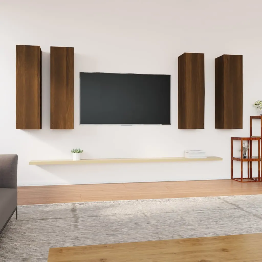 vidaXL Mobili TV 4 pz Rovere Marrone 30,5x30x110 cm Legno Multistrato