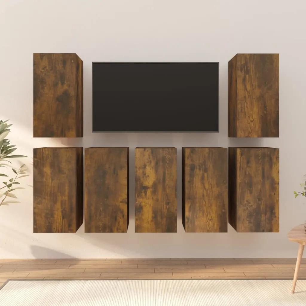 vidaXL Mobili TV 7 pz Rovere Fumo 30,5x30x60 cm in Legno Multistrato