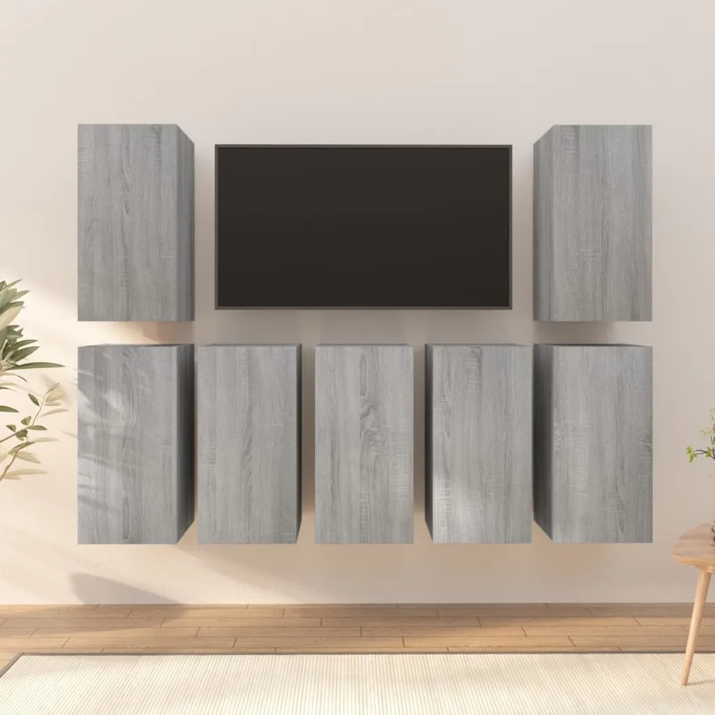 vidaXL Mobili TV 7 pz Grigio Sonoma 30,5x30x60 cm in Legno Multistrato