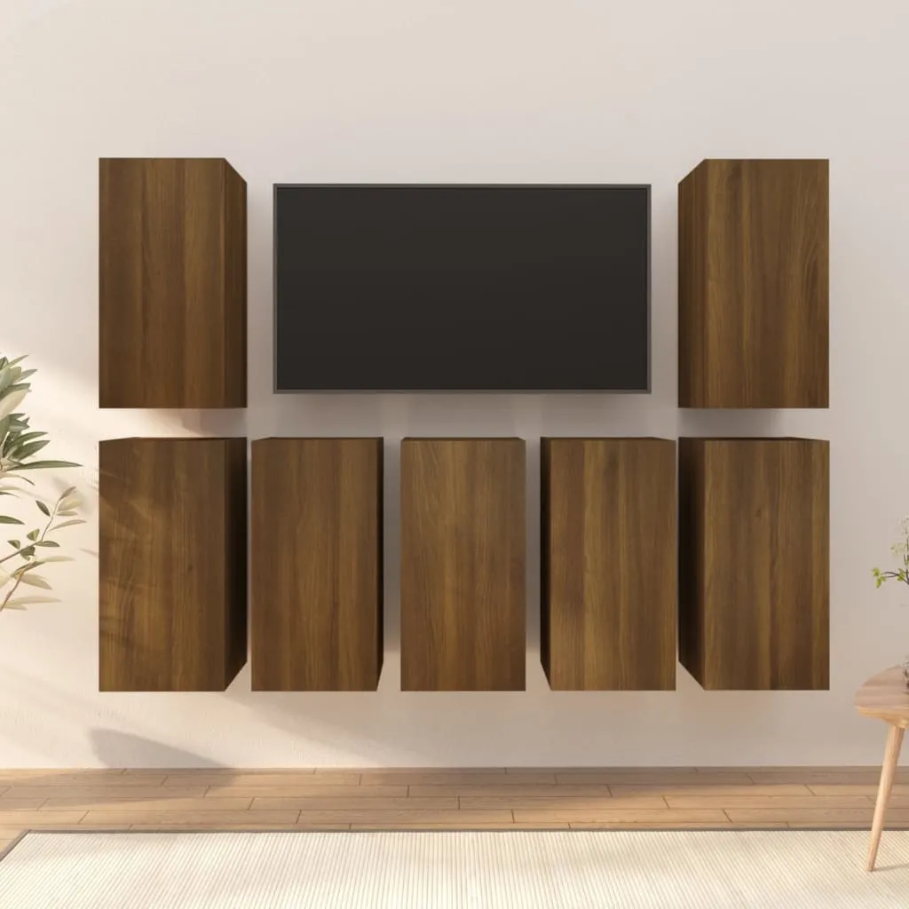 vidaXL Mobili TV 7 pz Rovere Marrone 30,5x30x60cm in Legno Multistrato