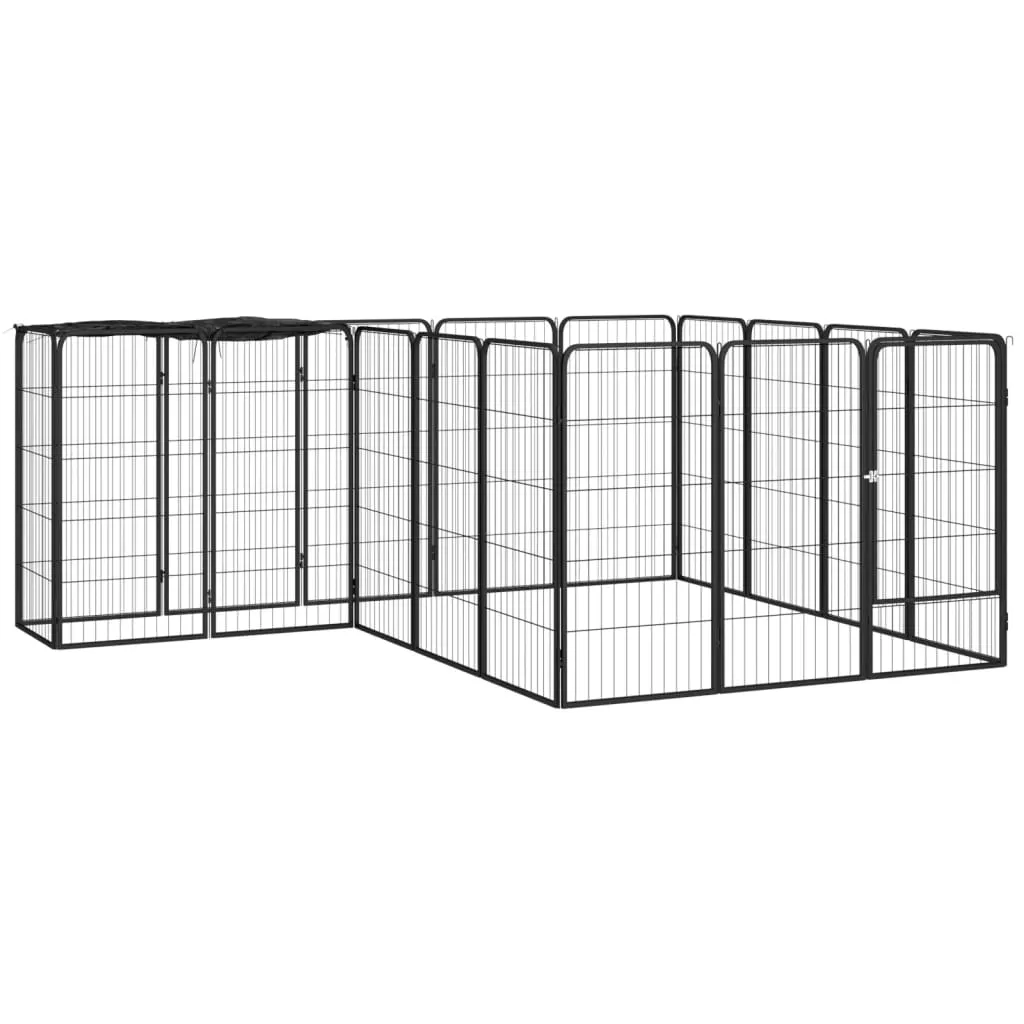 vidaXL Box Cani 18 Pannelli Nero 50x100 cm Acciaio Verniciato Polvere