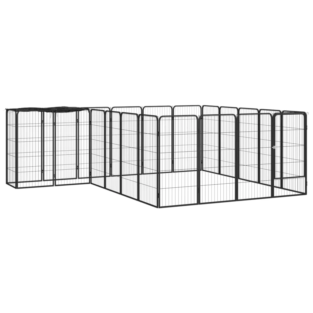 vidaXL Box Cani 22 Pannelli Nero 50x100 cm Acciaio Verniciato Polvere