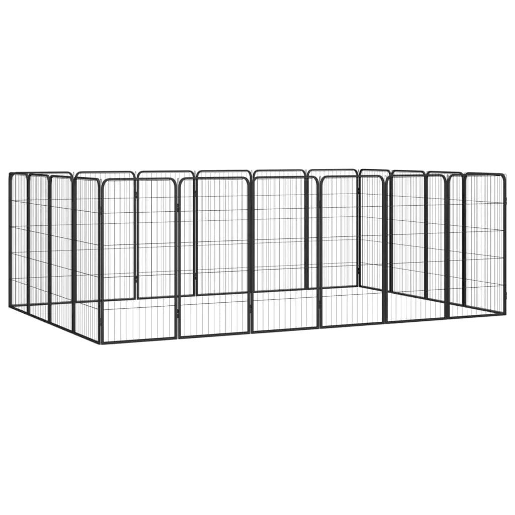 vidaXL Box Cani 20 Pannelli Nero 50x100 cm Acciaio Verniciato Polvere