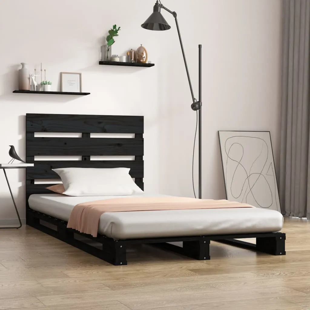 vidaXL Giroletto Nero 90x200 cm in Legno Massello di Pino