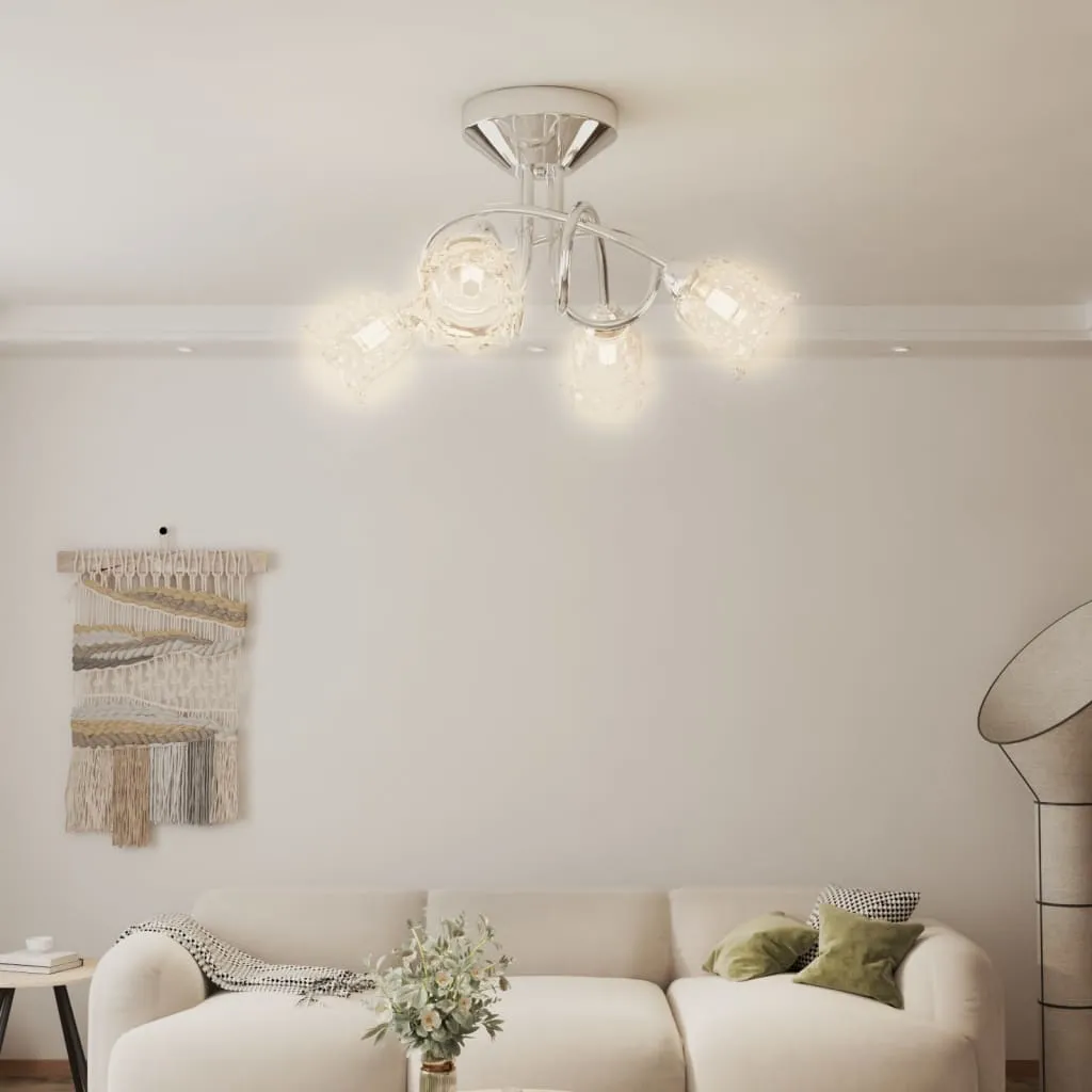 vidaXL Lampada Soffitto con Paralumi Vetro a Fiore per 4 Luci LED G9