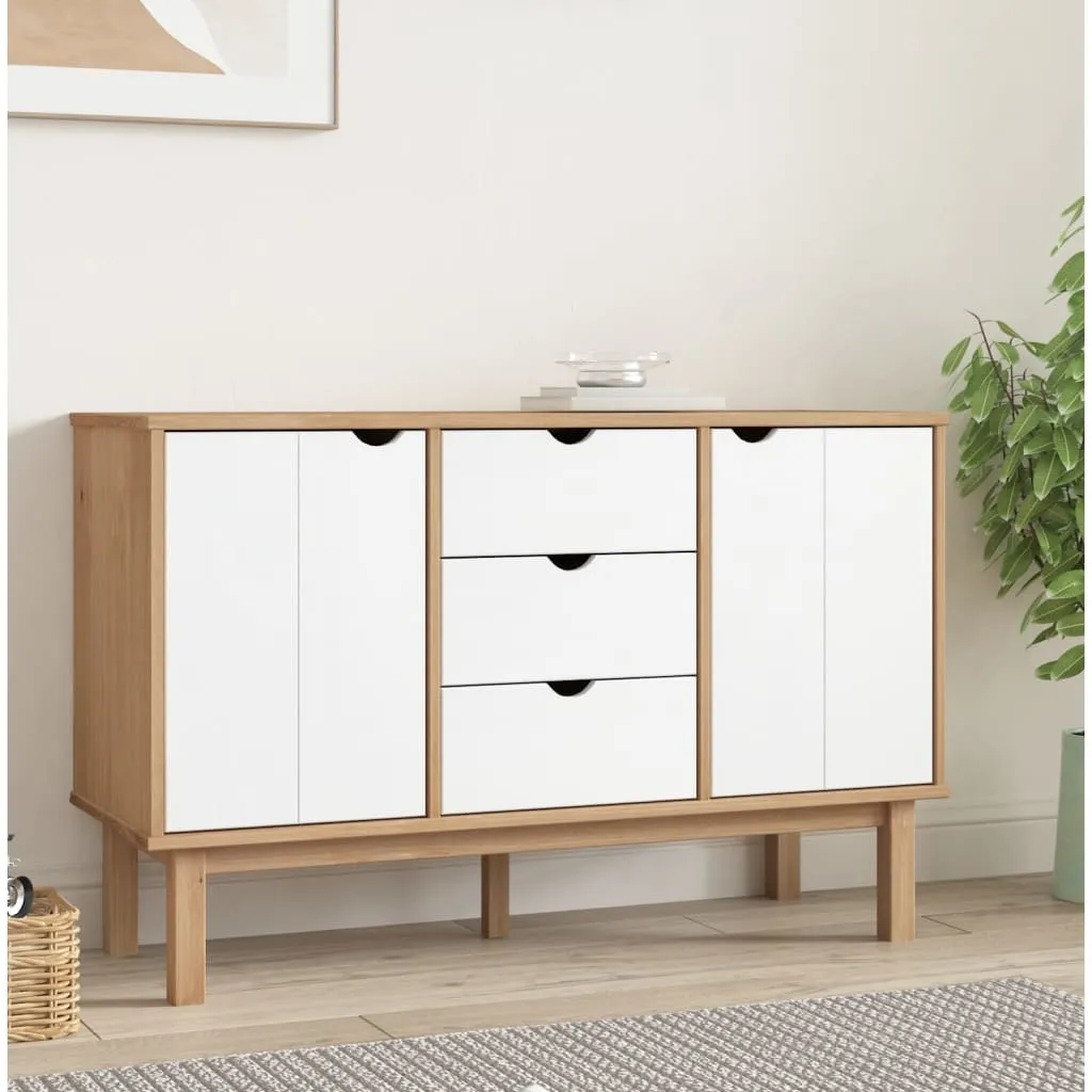 vidaXL Credenza OTTA Marrone e Bianco 113,5x43x73 cm in Legno di Pino