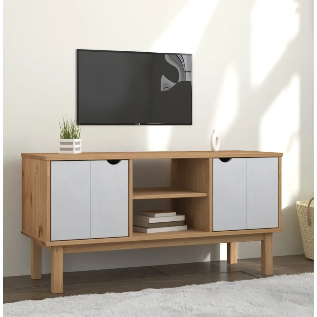 vidaXL Mobile TV OTTA Marrone e Bianco 113,5x43x57 cm in Legno di Pino