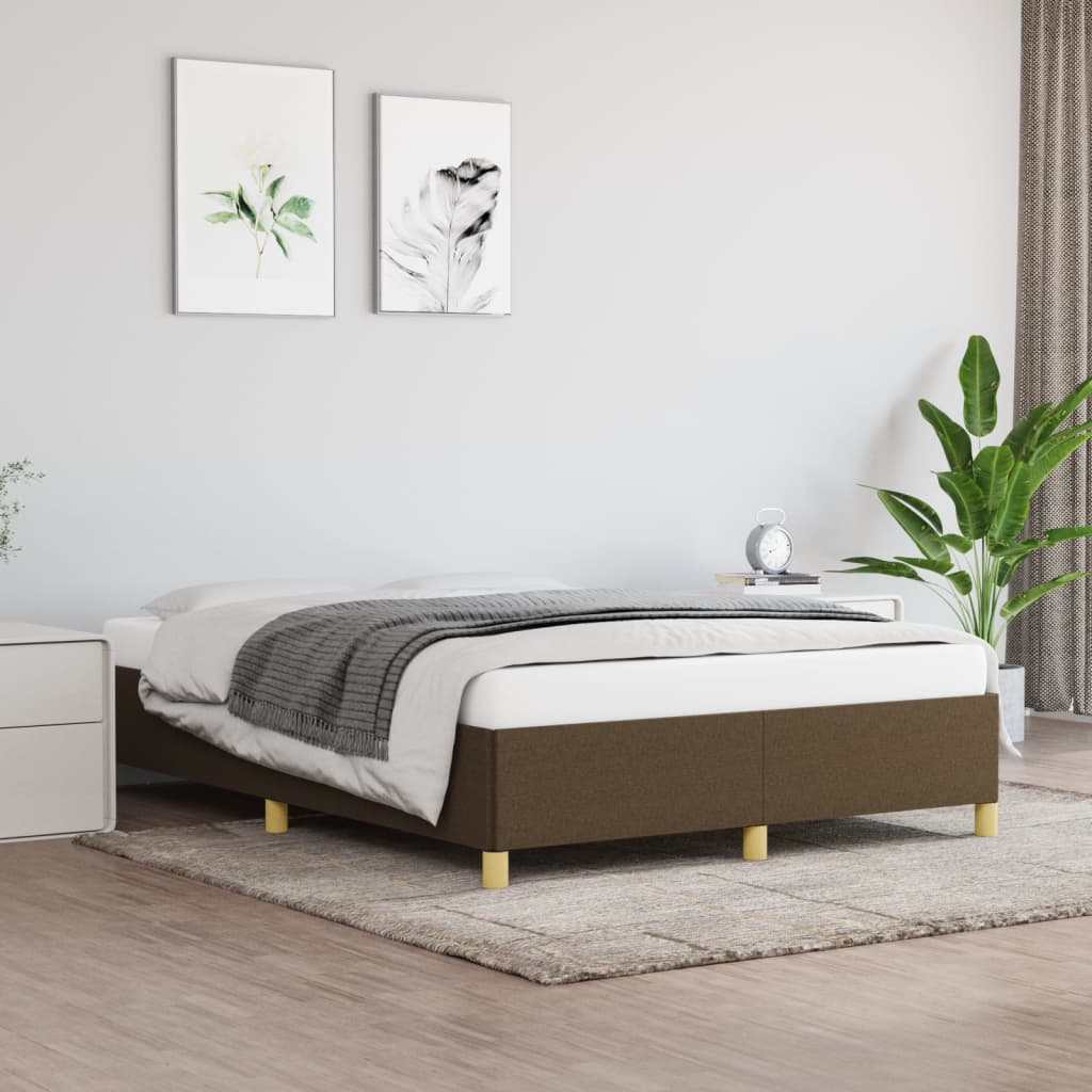 vidaXL Letto a Molle Materasso e LED Marrone Scuro 160x200 cm Tessuto