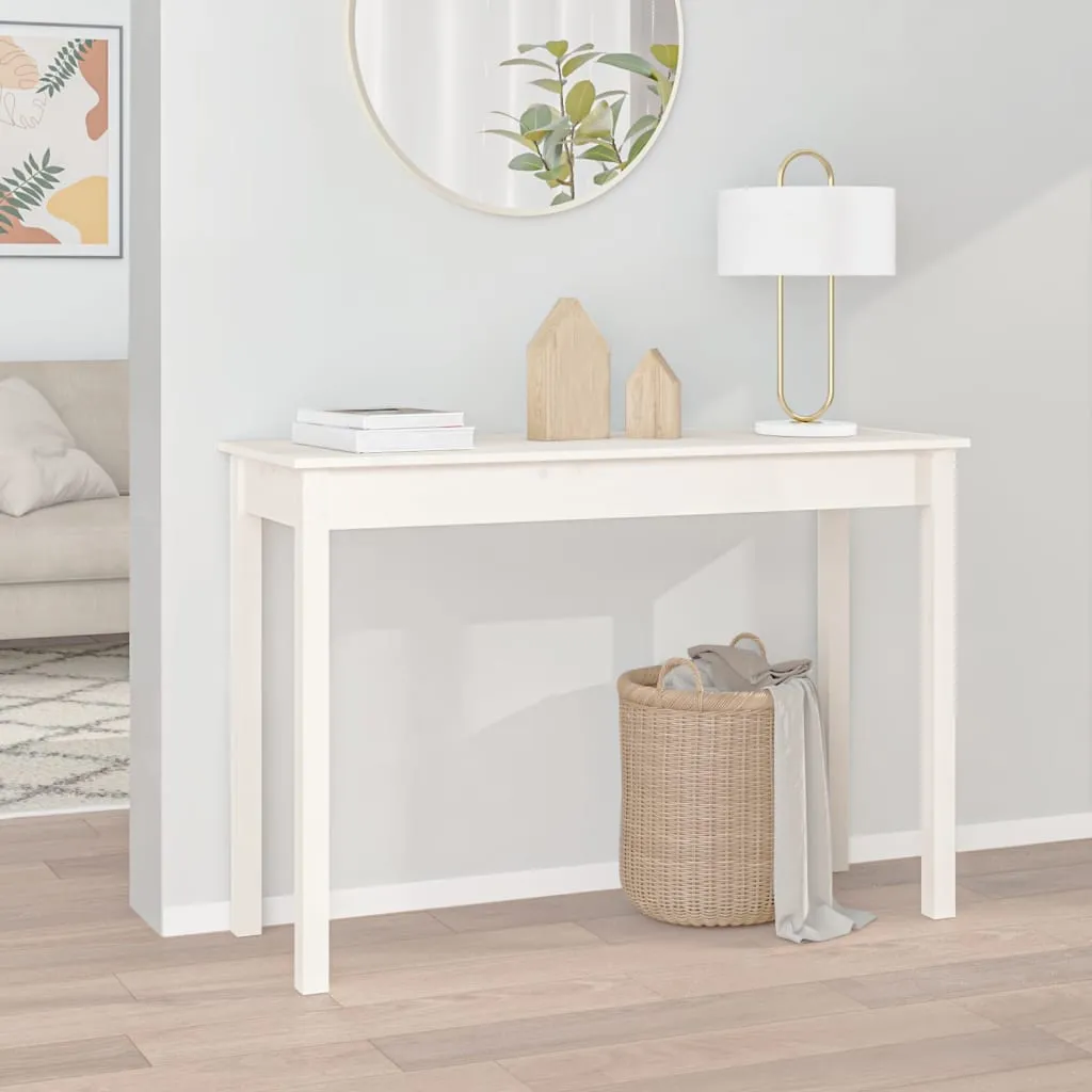 vidaXL Tavolo Consolle Bianco 110x40x75 cm in Legno Massello di Pino