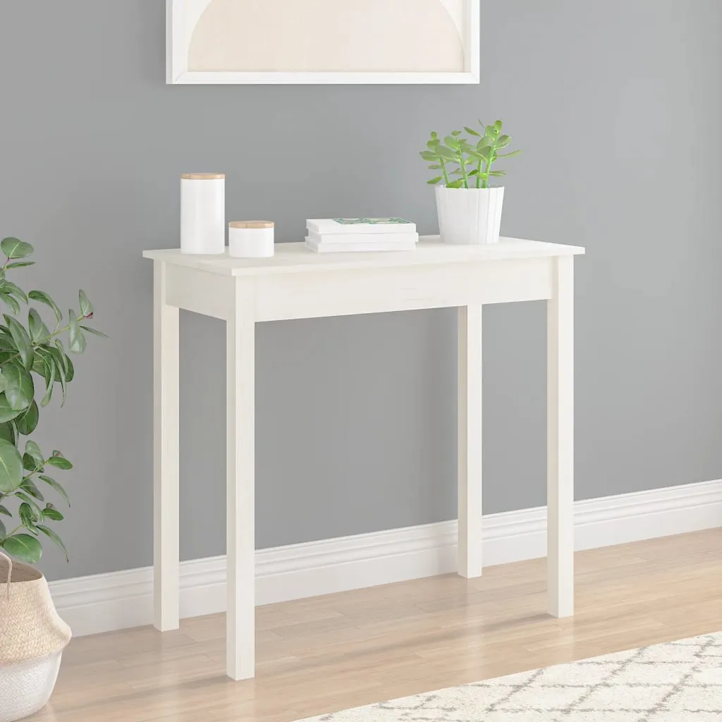 vidaXL Tavolo Consolle Bianco 80x40x75 cm in Legno Massello di Pino