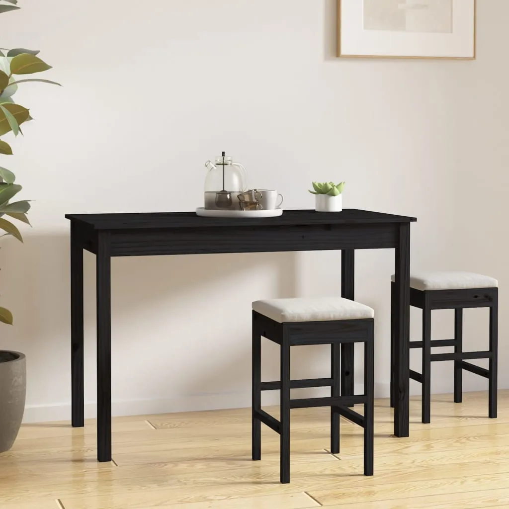 vidaXL Tavolo da Pranzo Nero 110x55x75 cm in Legno Massello di Pino