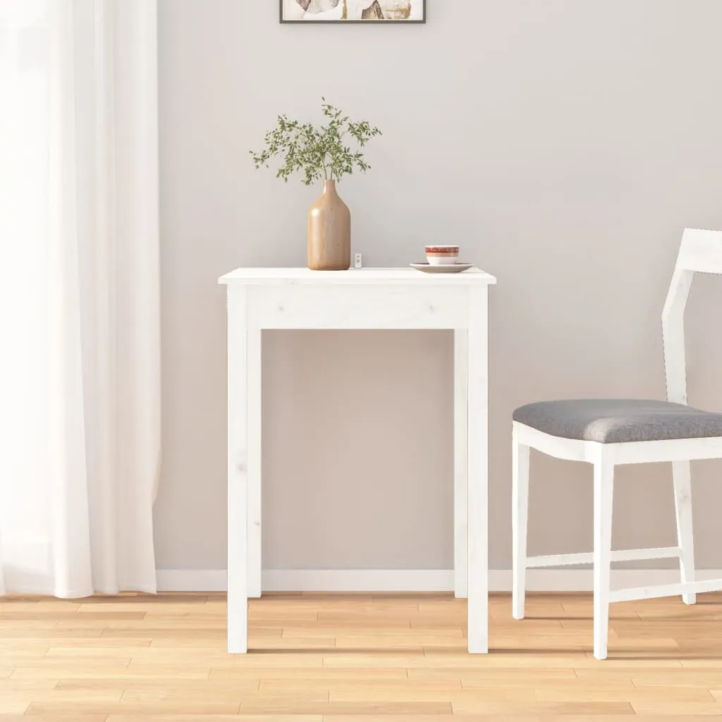 vidaXL Tavolo da Pranzo Bianco 55x55x75 cm in Legno Massello di Pino