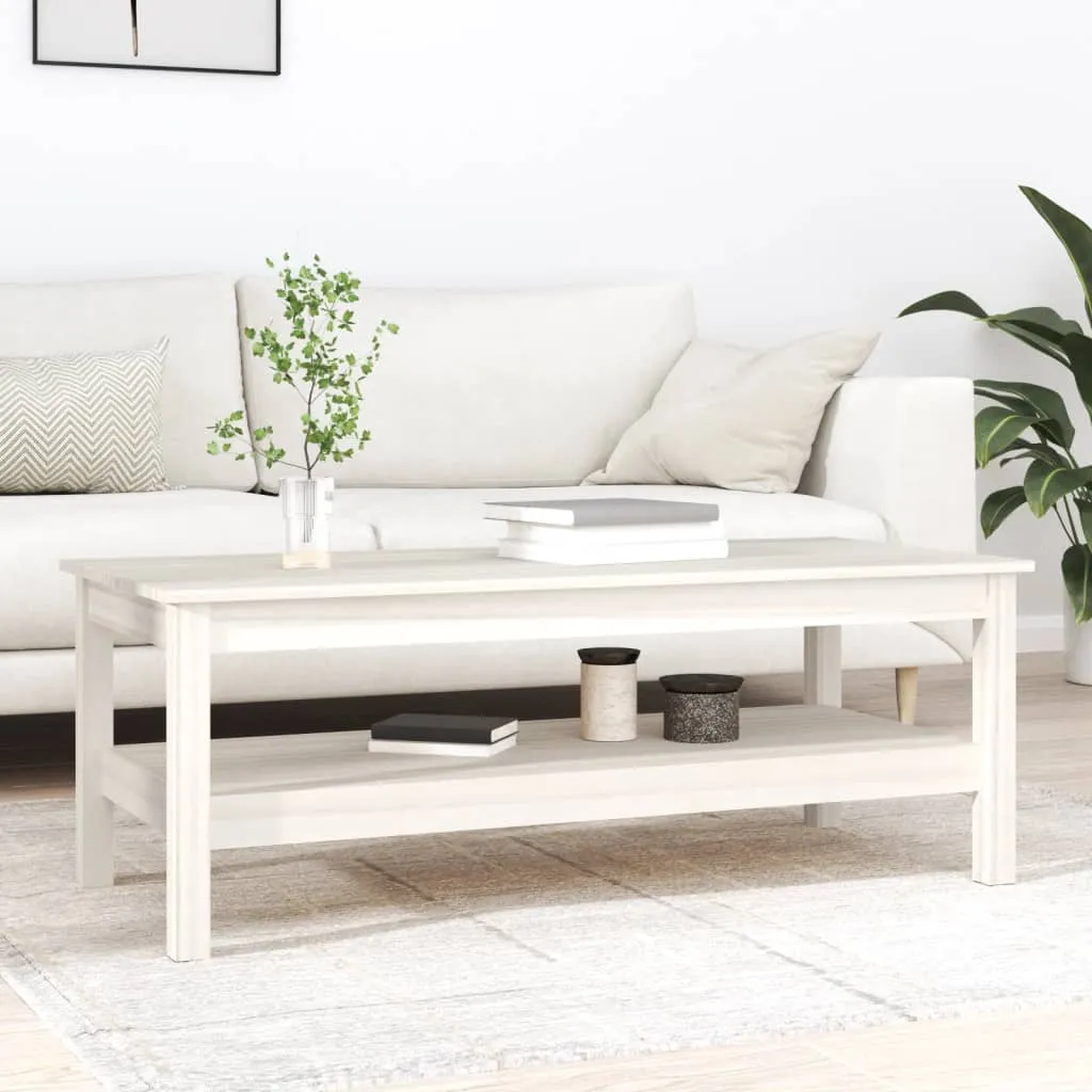 vidaXL Tavolino da Salotto Bianco 110x50x40 cm Legno Massello di Pino