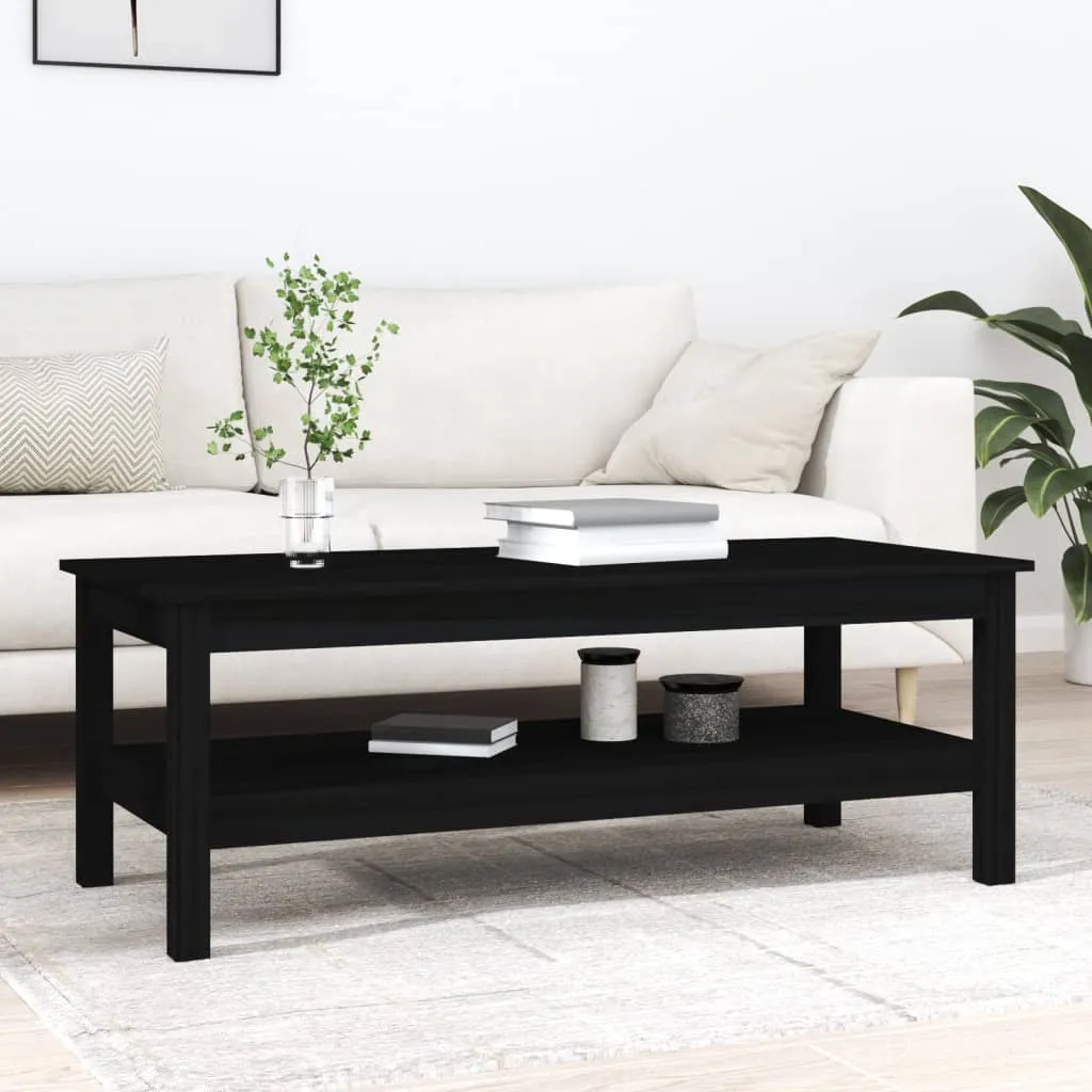 vidaXL Tavolino da Salotto Nero 110x50x40 cm in Legno Massello di Pino