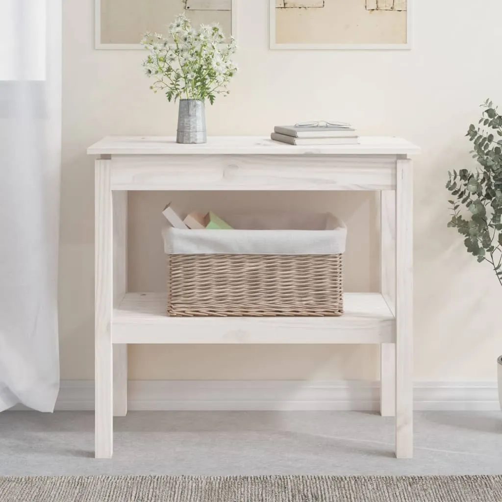 vidaXL Tavolo Consolle Bianco 80x40x75 cm in Legno Massello di Pino