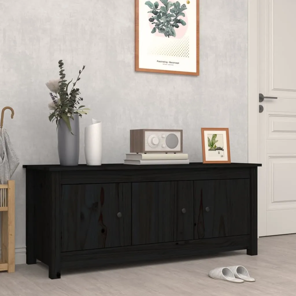 vidaXL Scarpiera Nera 110x38x45,5 cm in Legno Massello di Pino