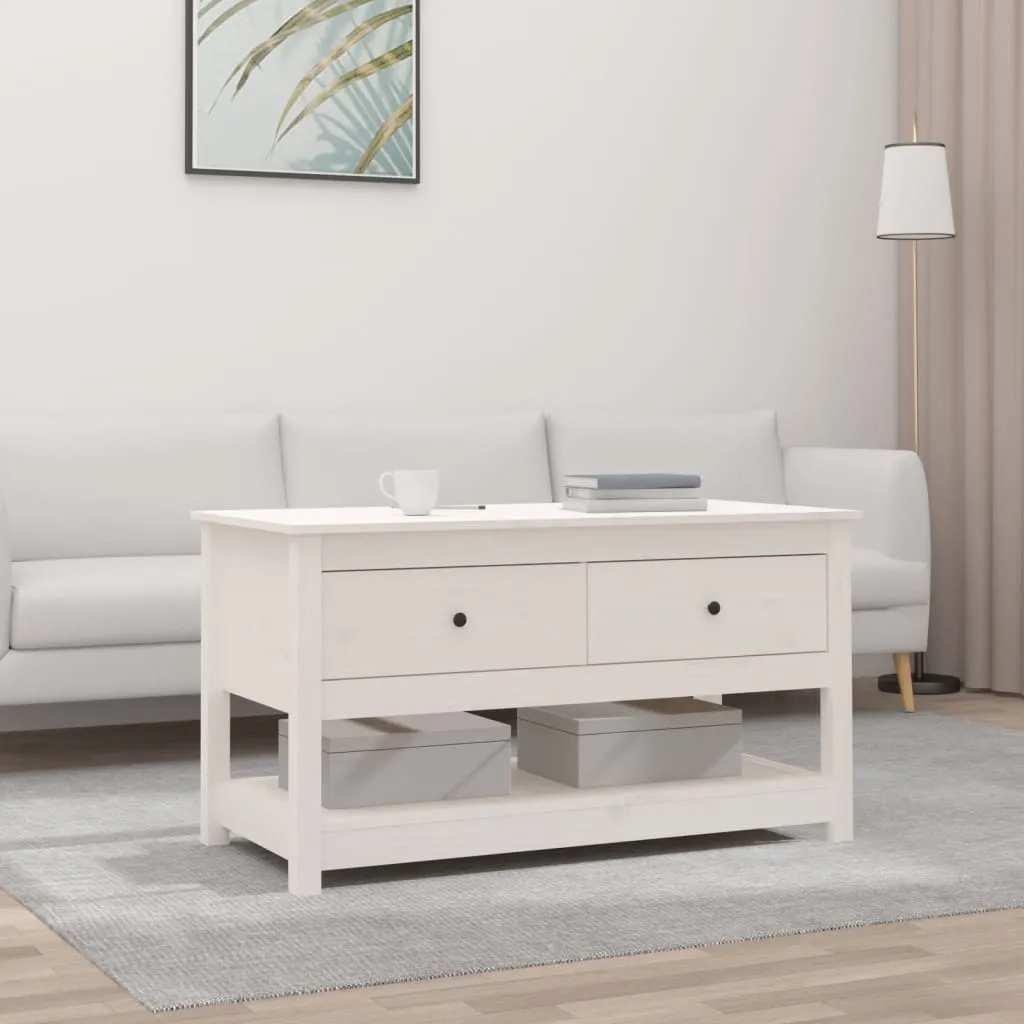 vidaXL Tavolino da Salotto Bianco 102x49x55 cm Legno Massello di Pino