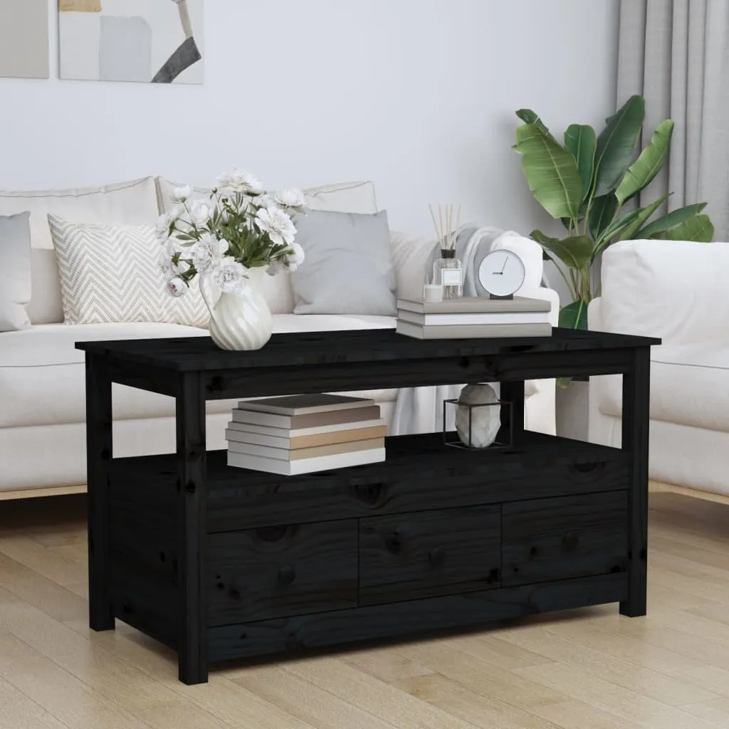 vidaXL Tavolino da Salotto Nero 102x49x55 cm in Legno Massello di Pino