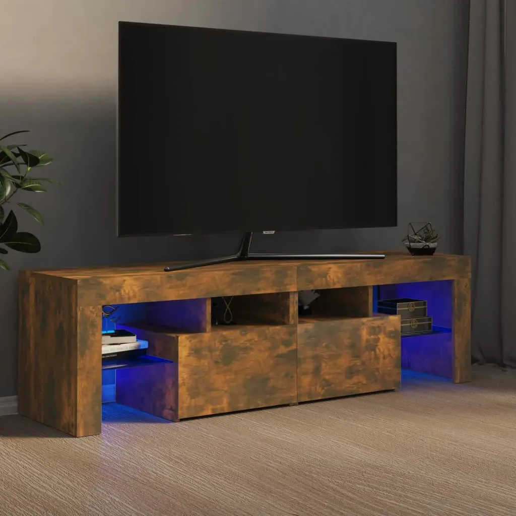 vidaXL Mobile Porta TV con Luci LED Rovere Fumo 60x38,5x48 cm