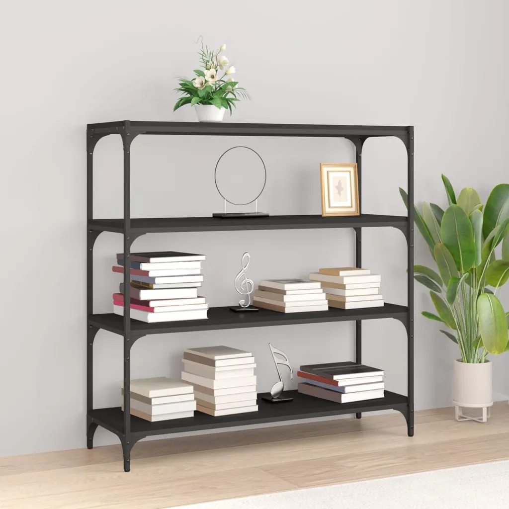 vidaXL Libreria Nera 100x33x100 cm in Legno Multistrato e Acciaio