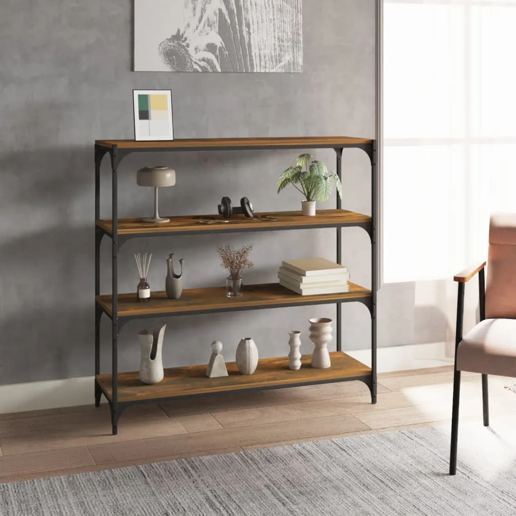 vidaXL Libreria rovere fumo 100x33x100 cm Legno Multistrato e Acciaio