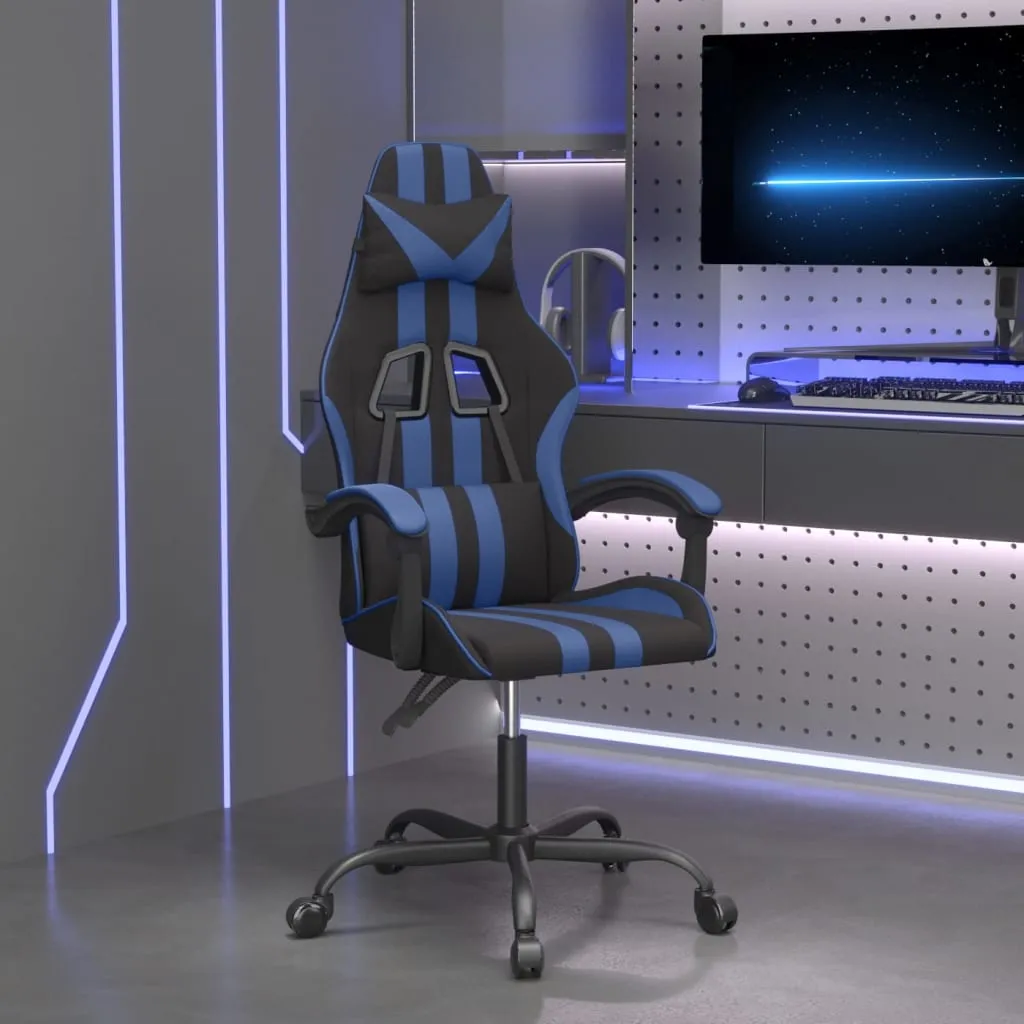 vidaXL Sedia da Gaming Girevole Nero e Blu in Similpelle