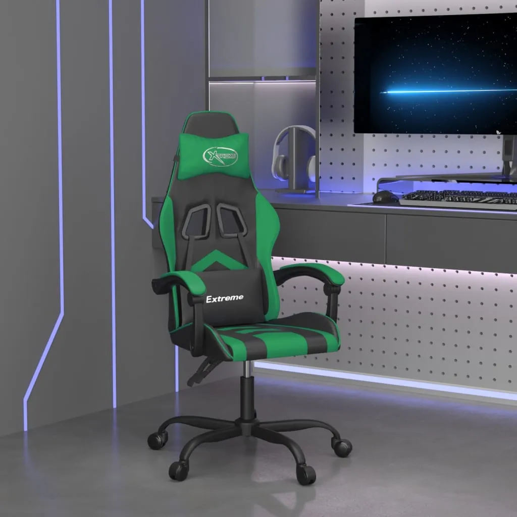 vidaXL Sedia da Gaming Girevole Nera e Verde in Similpelle