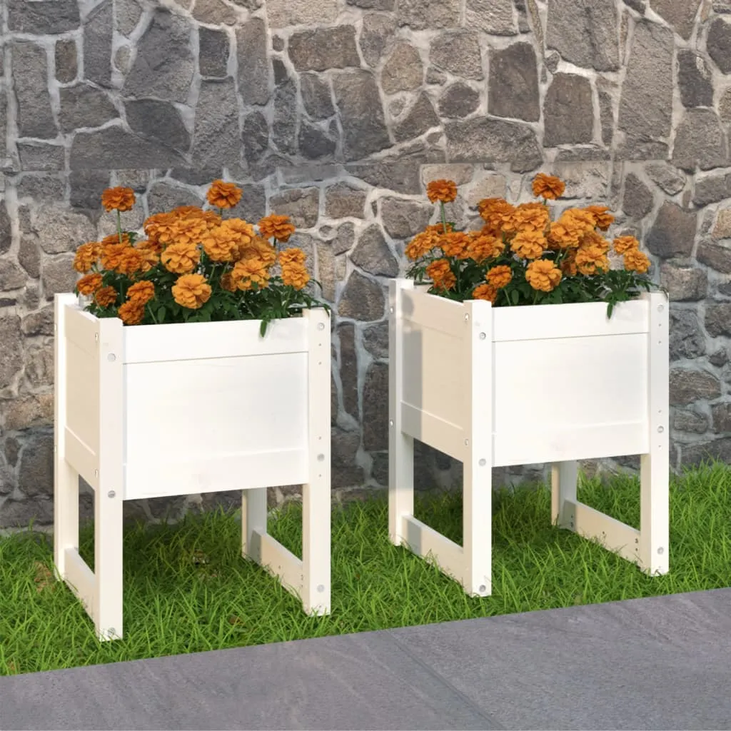 vidaXL Fioriere 2 pz Bianche 40x40x52,5 cm in Legno Massello di Pino