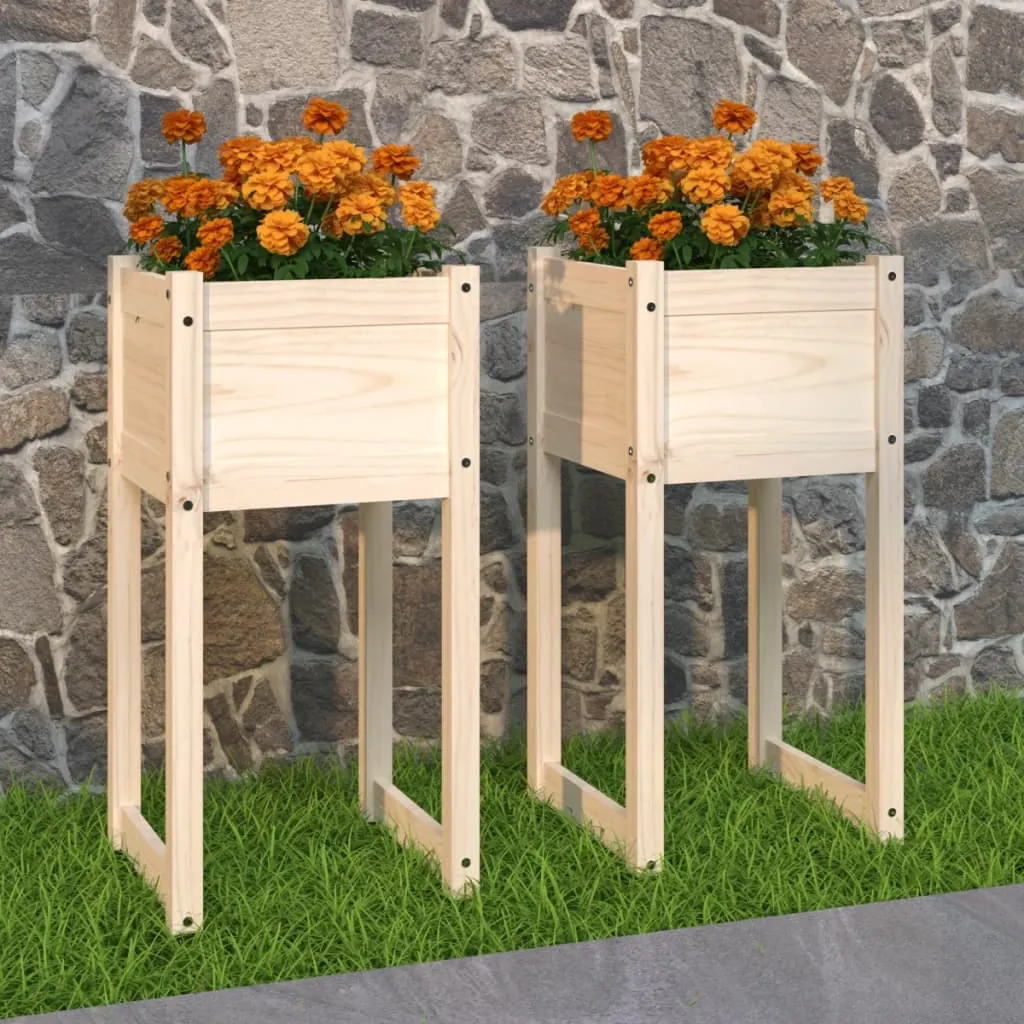 vidaXL Fioriere 2 pz Bianche 40x40x81 cm in Legno Massello di Pino