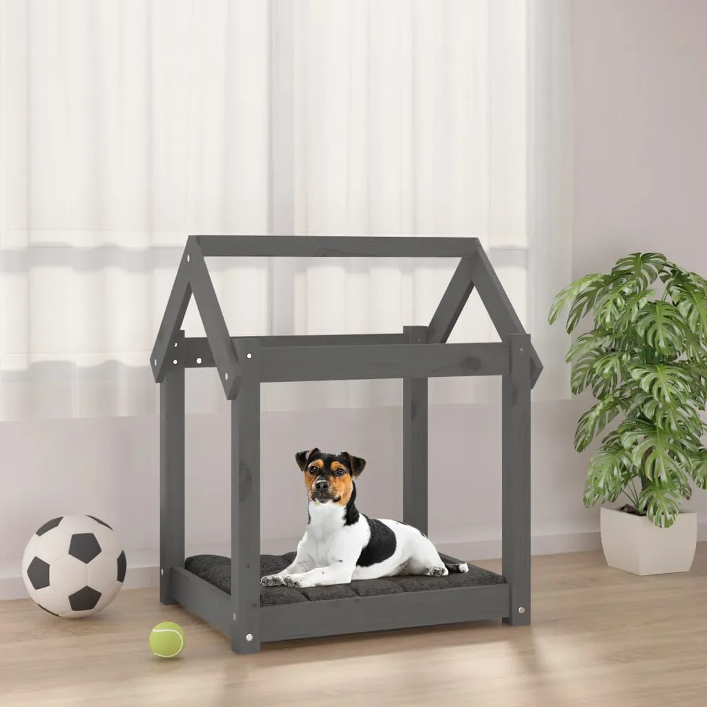 vidaXL Cuccia per Cani Grigia 61x50x70  cm in Legno Massello di Pino