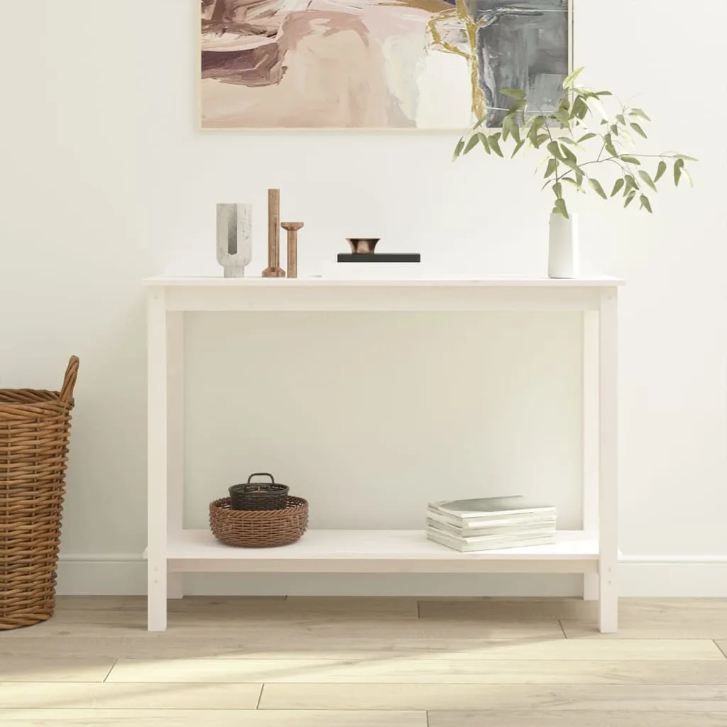 vidaXL Tavolo Consolle Bianco 110x40x80 cm in Legno Massello di Pino