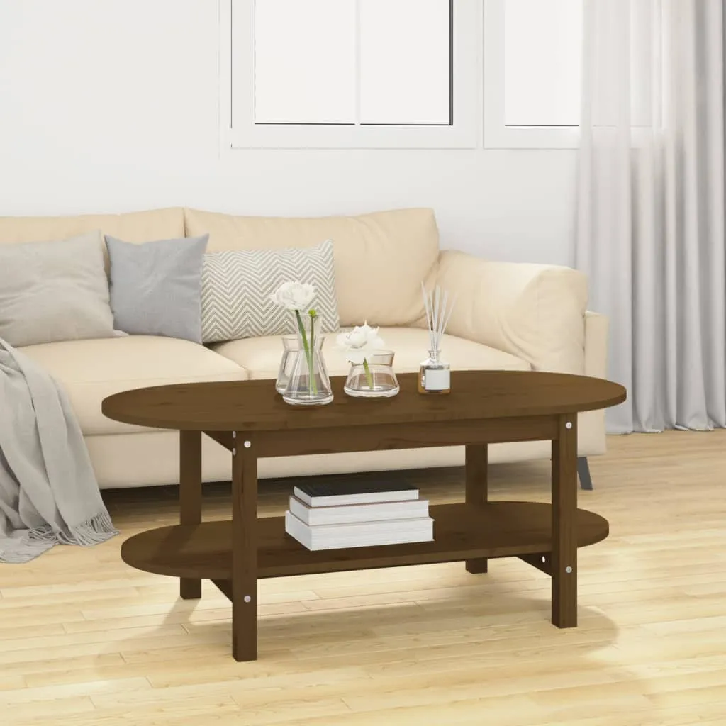 vidaXL Tavolino da Salotto Miele 110x55x45 cm Legno Massello di Pino