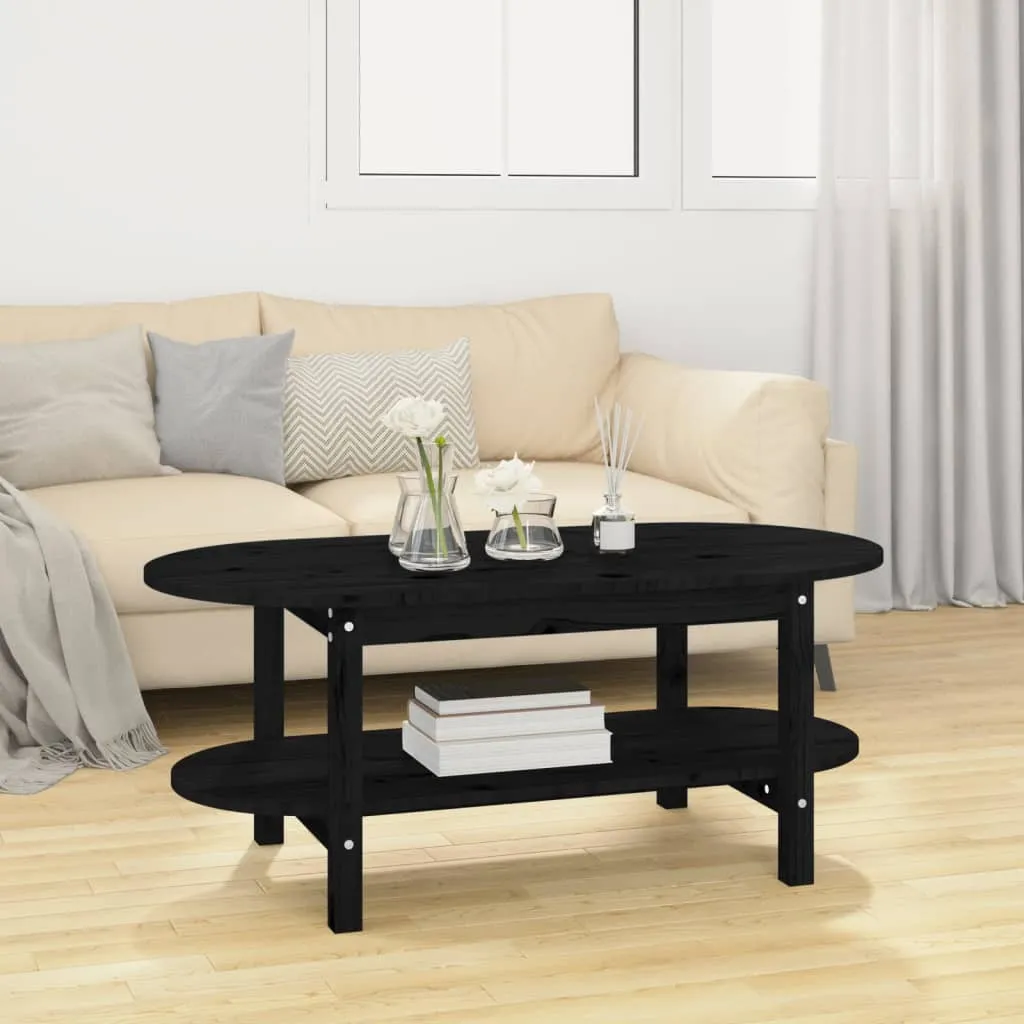 vidaXL Tavolino da Salotto Nero 110x55x45 cm Legno Massello di Pino